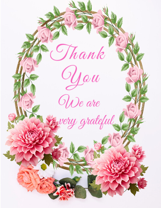 Modèle White Floral Beautiful Thank You Template Flyer (us Letter ...