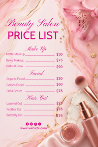 Biały Beauty Salon Price List Плакат Template