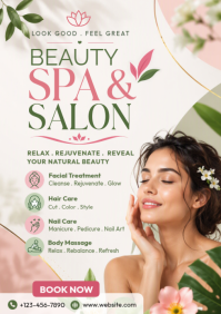 White Beauty Spa and Salon A4 Template