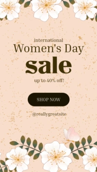 White Floral Beige Modern International Women's Day Sale Instagram Story Instagram Story template