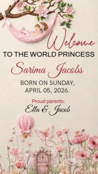 Putih Birth Announcement Instagram Story Template