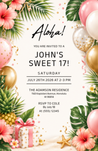 Blanco Sweet 17 Birthday Party Halv side bred Template