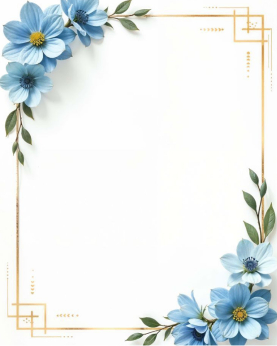 Plantilla de White Floral Blue Daisy Gold Border Instagram Portrait ...