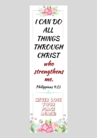 White Floral Book Mark Bible Verse Philippian A5 template