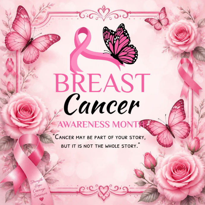 White Floral Breast Cancer Awareness Month Instagram Post Template ...