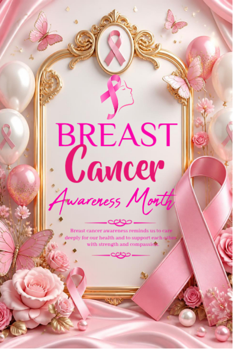 Posre Example White Floral Breast Cancer Awareness Month Poster Template | PosterMyWall