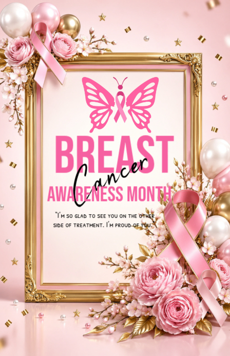White Floral Breast Cancer Awareness Month Poster Tabloid Template ...