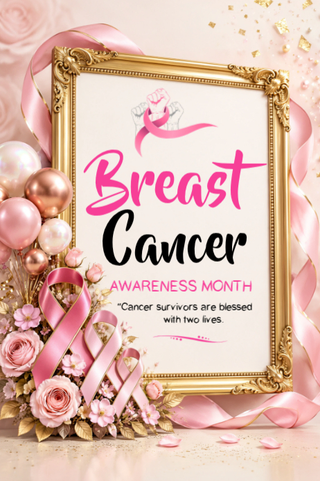 Modèle White Floral Breast Cancer Awareness Month Poster | PosterMyWall
