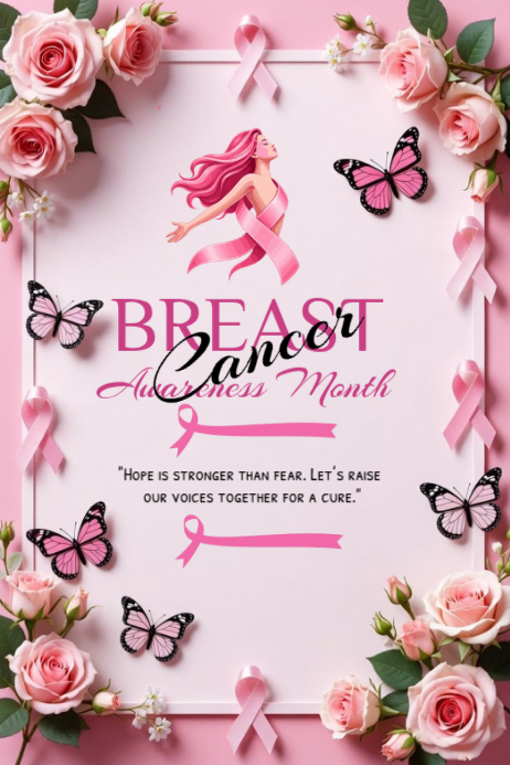 White Floral Breast Cancer Awareness Month Poster Template | PosterMyWall