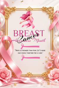 Белый Breast Cancer Awareness Poster Template