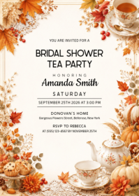 Bianco Bridal Shower Tea Party A6 Template