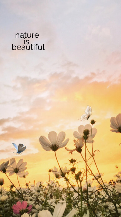 White Floral Brown Aesthetic Flower Phone Wal Instagram Story template