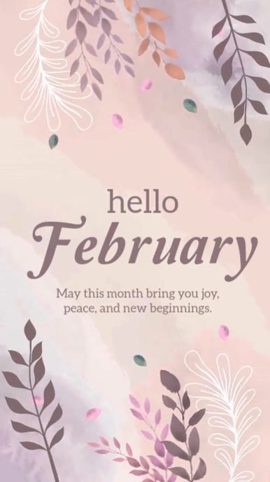 White Floral Brown Simple Hello February Mobile Video Instagram Reel ...
