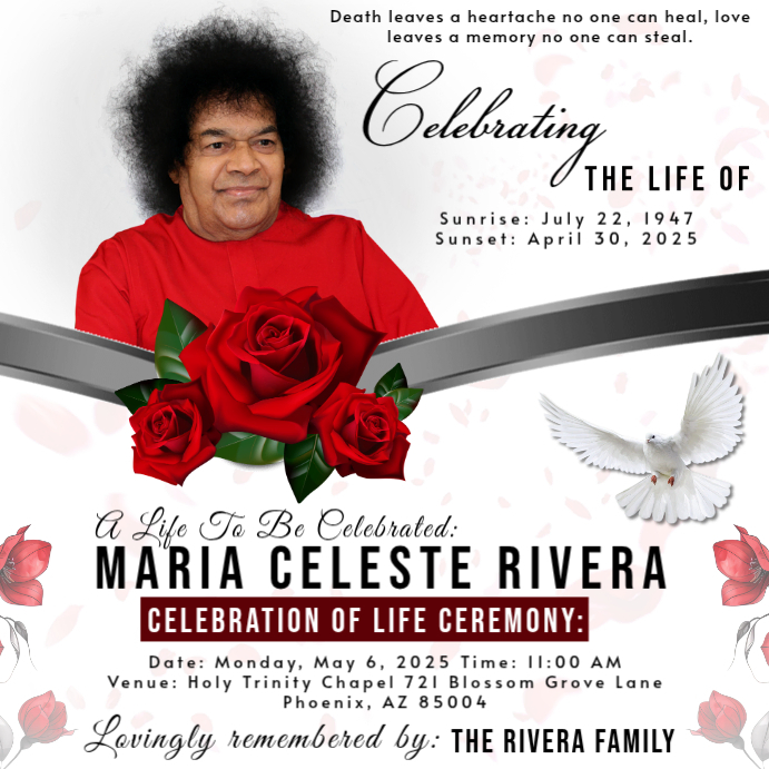 White floral celebration of life ceremony instagram post Template ...