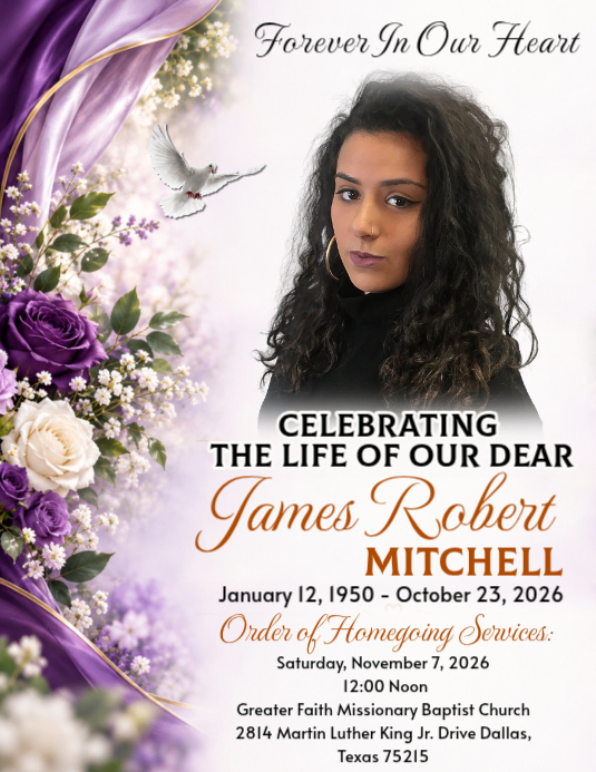 Plantilla de White Floral Celebration Of Life Funeral Service Flyer ...
