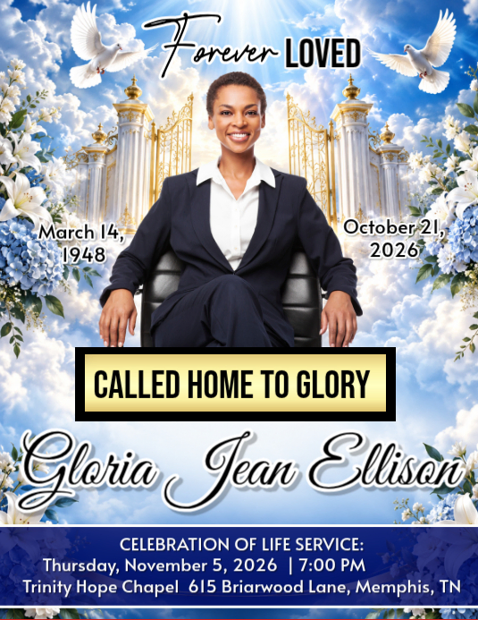 White Floral Celebration Of Life Memorial Service Flyer Template ...