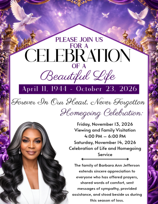 Modèle White Floral Celebration Of Life Memorial Service Flyer ...