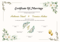 White Floral Certificate Of Marriage A4 template