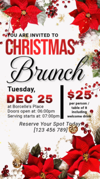 White Floral  Christmas Brunch  Instagram Story Instagram-Story template
