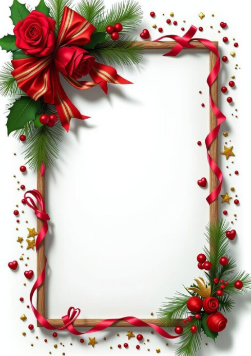 White Floral Christmas Card Background A4 Template | PosterMyWall