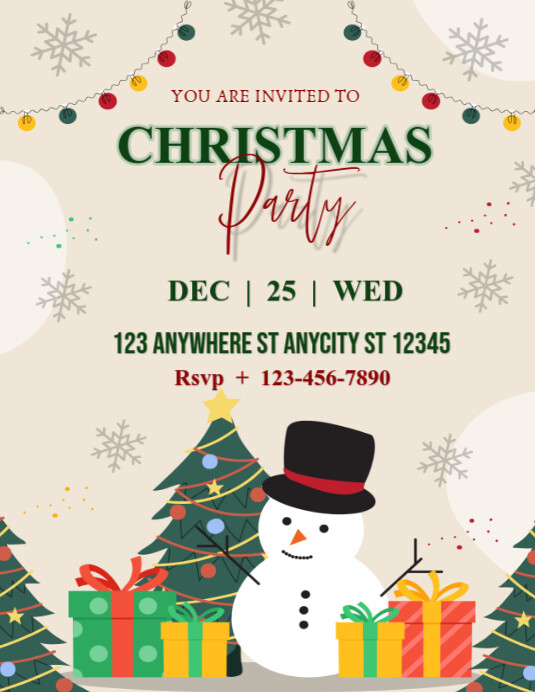 White Floral Christmas Flyer 2025 Template PosterMyWall