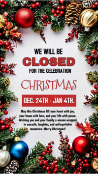 White Floral Christmas Flyer  Digital Display (9:16) template