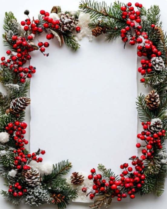White Floral Christmas Frame Background Template Instagram Portrait ...