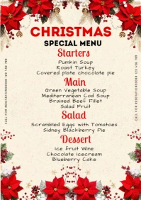 White Floral Christmas Menu A1 template