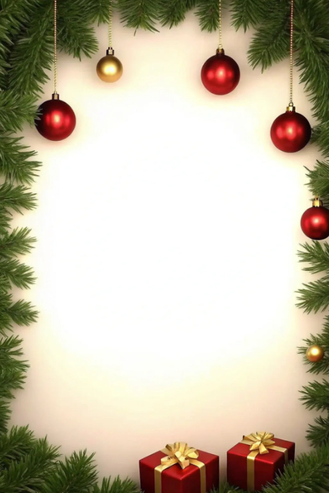 White Floral Christmas Ornaments Border Frame Poster Template ...