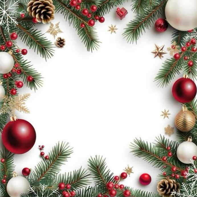Copy of White Floral Christmas Pine Branches Border Frame Instagram ...