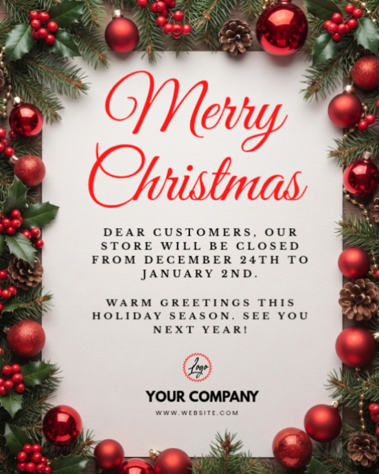 Plantilla de Christmas Store Closure | PosterMyWall