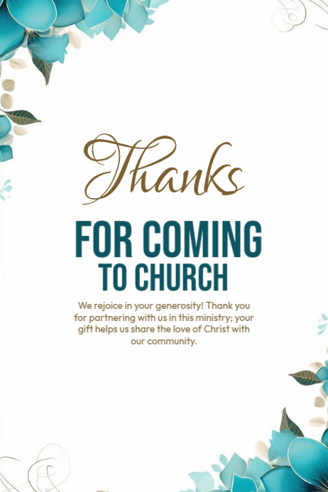 White Floral Church Thank You Poster Template | PosterMyWall