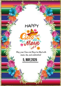 白色 Cinco de Mayo Celebration A6 Template