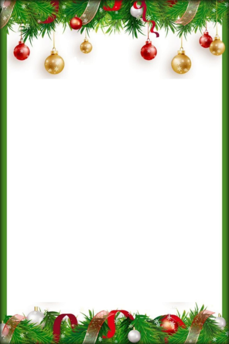 White Floral Classic Christmas Ornaments Border Frame Poster Template ...