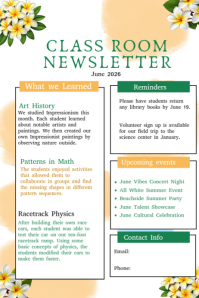 Hvid Classroom Newsletter Plakat Template