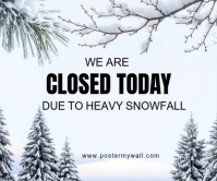 White Floral Closed Due To Snow Large Rectangle template