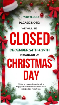 White Floral Closed For Christmas Template  Instagram Story