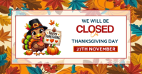White Floral Closed For Thanksgiving Day Ad Facebook Shared Image template