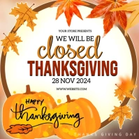 White Floral Closed For Thanksgiving  Instagram Post template