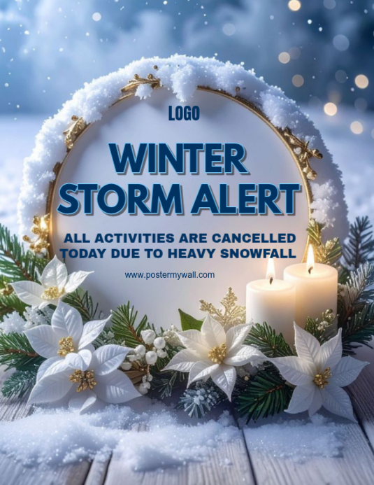 White Floral Closed Notice For Snow - Winter Storm Alert Flyer (us ...