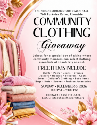White Community Clothing Giveaway Pamflet Template