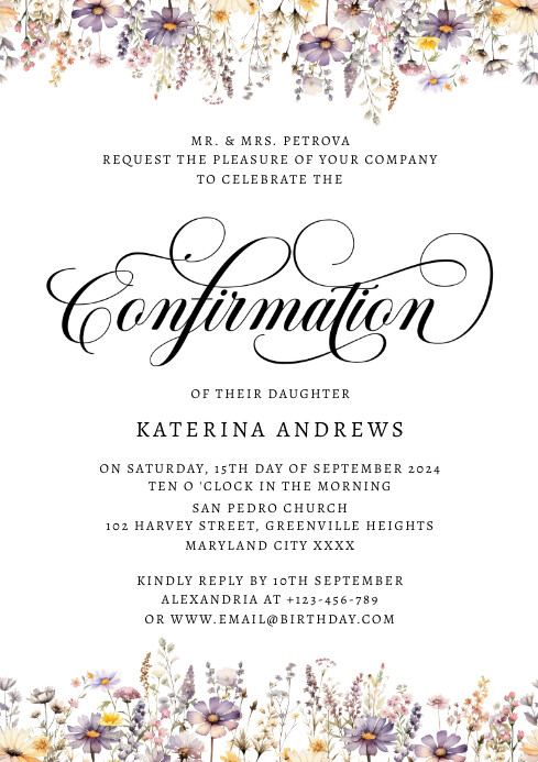 Confirmation Invitation Design Modern Confirmation Invitation Template