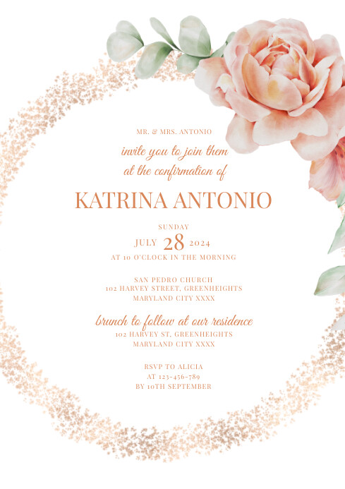 White Floral Confirmation Invitation A4 Template | PosterMyWall