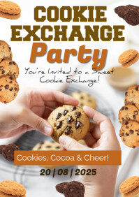 White Floral Cookie Exchange Party A1 template