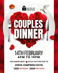 White Floral Couples Dinner Flyer (us Letter) Instagram Portrait template