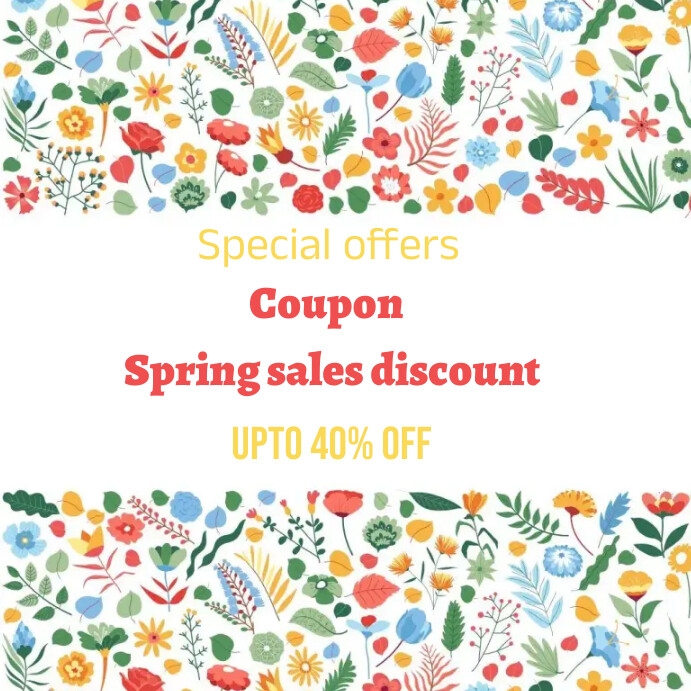 Modèle White Floral Coupon Spring Sales Discount Sq | PosterMyWall