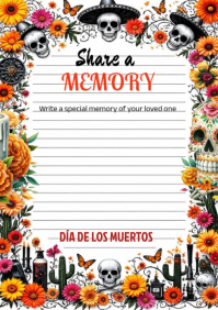 White Day of the Dead Memory Sign A4 Template