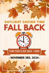 White Floral Daylight Saving Time Poster template