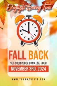 White Floral Daylight Saving Time Poster template