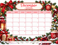 白色 December 2026 Calendar ใบปลิว Template